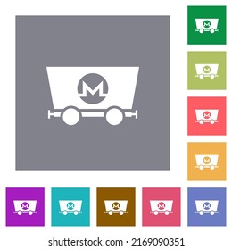 Monero cryptocurrency minería iconos planos en fondo cuadrado de color sencillo
