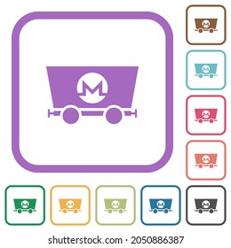 Monero cryptocurrency minería iconos simples en marcos cuadrados redondeados de color en fondo blanco