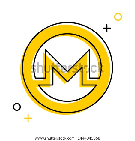 monero cryptocurrency thin line icon in yellow circle on white background. trendy financial flat vector illustration easy to edit and customize. eps 10