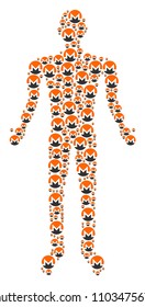 Monero currency human avatar. Vector Monero currency icons are arranged into human collage.