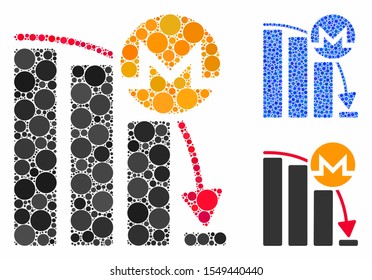 Monero epic fail chart mosaic of circle elements in variable sizes and color tints, based on Monero epic fail chart icon. Vector circle elements are united into blue collage.