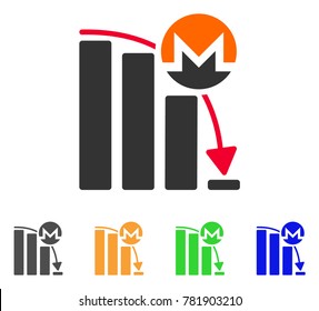 Monero Falling Acceleration Chart icon. Vector illustration style is a flat iconic monero falling acceleration chart symbol with grey, green, blue, yellow color versions.