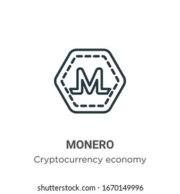 Monero outline vector icon. Thin line black monero icon, flat vector simple element illustration from editable blockchain concept isolated stroke on white background