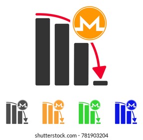 Monero Panic Fall Chart icon. Vector illustration style is a flat iconic monero panic fall chart symbol with grey, green, blue, yellow color variants. Designed for web and software interfaces.