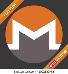 Monero sign flat icon for web, UI, UX, and App On Black Background