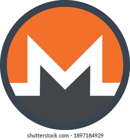 Monero symbol. Vector illustration.Cryptocurrency.Monero XMR open-source crypto currency coin on blockchain technology.