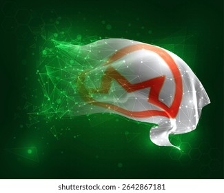 Monero, bandeira 3d vetorial em fundo verde e números
