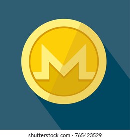 Monero vector icon as golden coin vector symbol. Cryptocurrency sign.