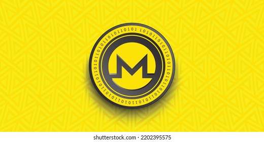 Ilustración vectorial de la ficha criptográfica de Monero (XMR). Banner y fondo de símbolo de moneda virtual