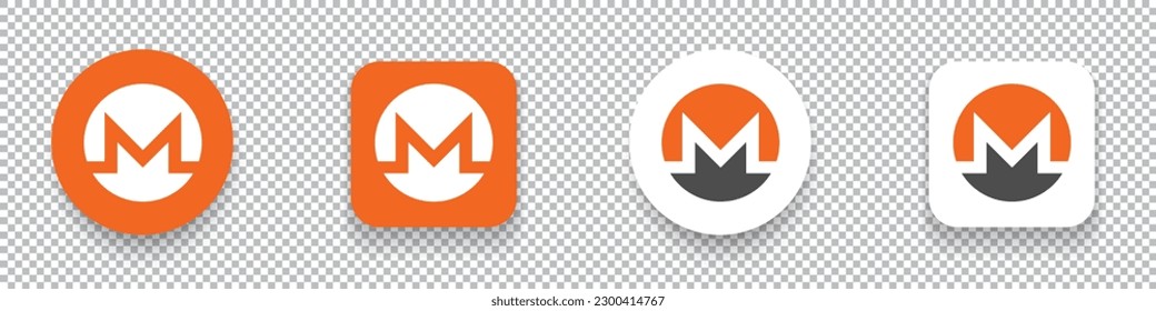 Monero (XMR) crypto currency logo symbol set isolated on transparent background vector