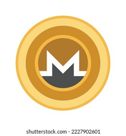 Monero XMR  cryptocurrency golden coin isolated on white background vector illustration.ai