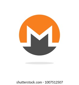 Monero XMR open-source crypto currency coin on blockchain technology vector, icon, sign for print and web.