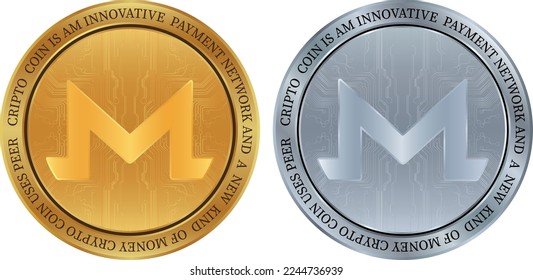 monero-xmr virtual currency. vector illustrations. 3d illustrations.