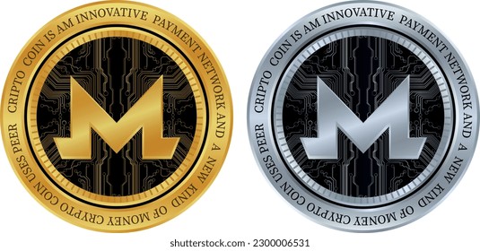 monero-xmr virtual currency. vector illustrations. 3d illustrations.