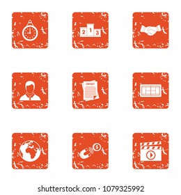 Monetarist icons set. Grunge set of 9 monetarist vector icons for web isolated on white background