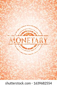 Monetary abstract orange mosaic emblem