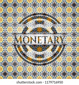 Monetary arabic style badge. Arabesque decoration.