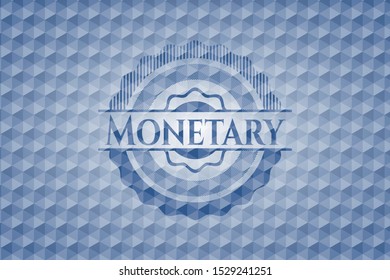 Monetary blue emblem with geometric pattern. Vector Illustration. Detailed.