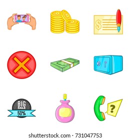 Monetary diversity icons set. Cartoon set of 9 monetary diversity vector icons for web isolated on white background