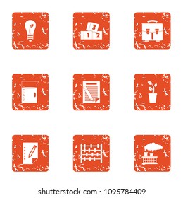 Monetary ecology icons set. Grunge set of 9 monetary ecology vector icons for web isolated on white background