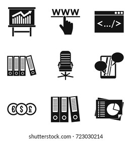 Monetary firm icons set. Simple set of 9 monetary firm vector icons for web isolated on white background