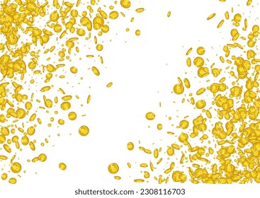 Monetary Golden Money Vector White Background. Metal Coin Cartoon Card. Gold Confetti Cover. Paper Finance Magazine.