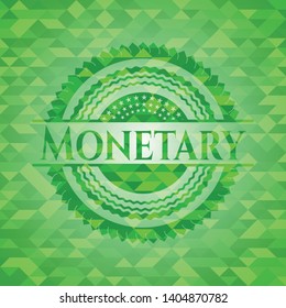 Monetary green emblem. Mosaic background. Vector Illustration. Detailed.