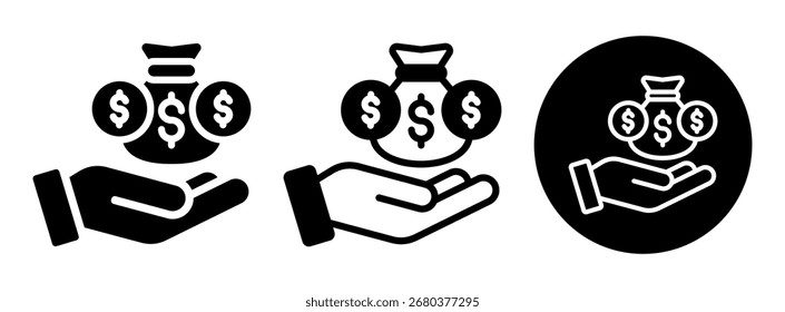 Monetary Icon Collection Glyph and Mixed Vector Illustration