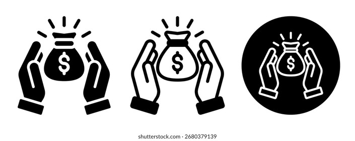 Monetary Icon Collection Glyph and Mixed Vector Illustration