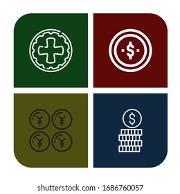 conjunto de iconos monetarios. Iconos de la colección de monedas, yenes