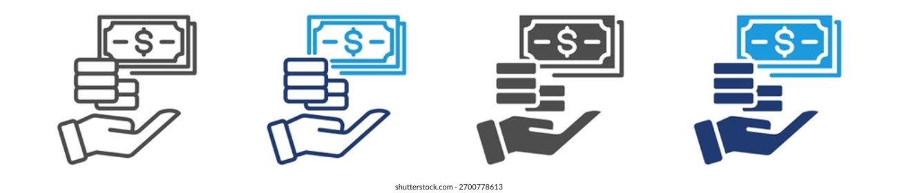 monetary icon set multiple style