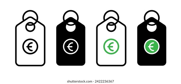 Monetary Label Line Icon. Price Tag Icon in Black and White Color.