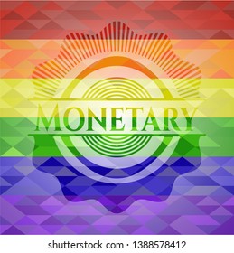 Monetary lgbt colors emblem. Vector Illustration. Mosaic.