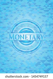Monetary light blue mosaic emblem