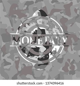 Monetary on grey camouflage pattern