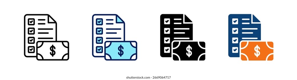 Geldpolitik Alles in einem Symbol Multi Styles Vektor Set