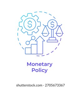 Monetary policy blue gradient concept icon. Economical goals, statistical chart. Round shape line illustration. Abstract idea. Graphic design. Easy to use in infographic, presentation