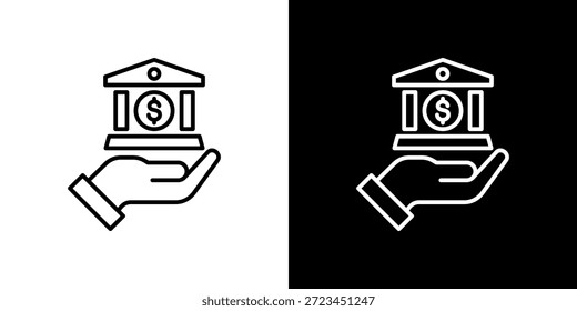 Monetary Policy icon black and white outline.
