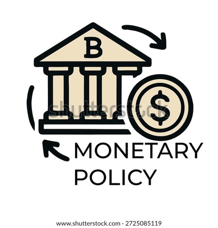 Monetary policy icon with central bank symbol