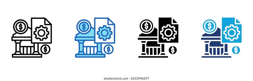 Icono de la política monetaria Ilustración vectorial multiestilo