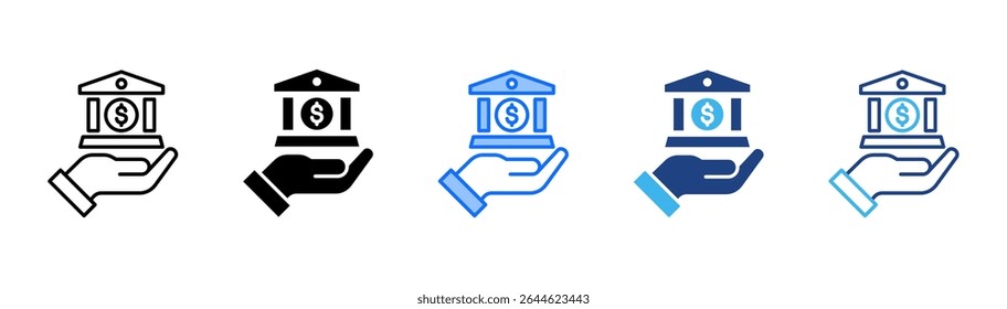Monetary Policy icon set multiple style collection