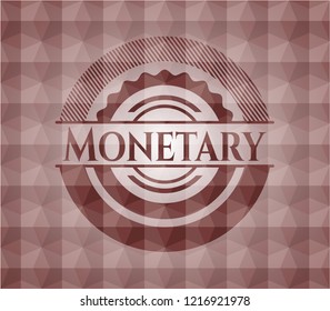 Monetary red seamless badge with geometric pattern.