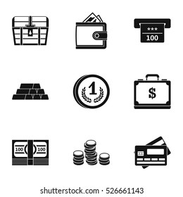 Monetary resource icons set. Simple illustration of 9 monetary resource vector icons for web