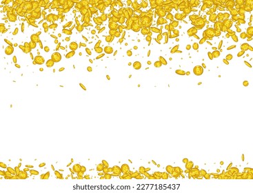 Monetary Shiny Cash Vector White Background. Metal Dollar Fly Banner. Gold Jackpot Template. Business Coin Magazine.