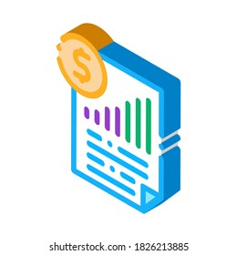 monetary statement document icon vector. isometric monetary statement document sign. color isolated symbol illustration