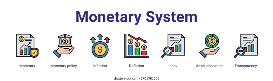 Monetary System web banner icon element for design in a collection
