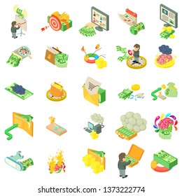 Monetary thought icons set. Isometric set of 25 monetary thought vector icons for web isolated on white background