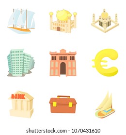 Monetary value icons set. Cartoon set of 9 monetary value vector icons for web isolated on white background