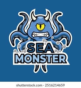 Moneter one eye mascot vector illustration, sea monster, octopus