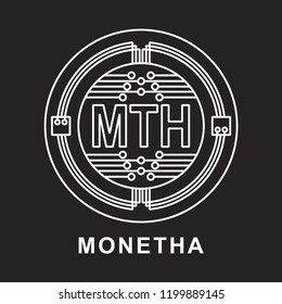 monetha coin Cryptocurrency  icon with black background